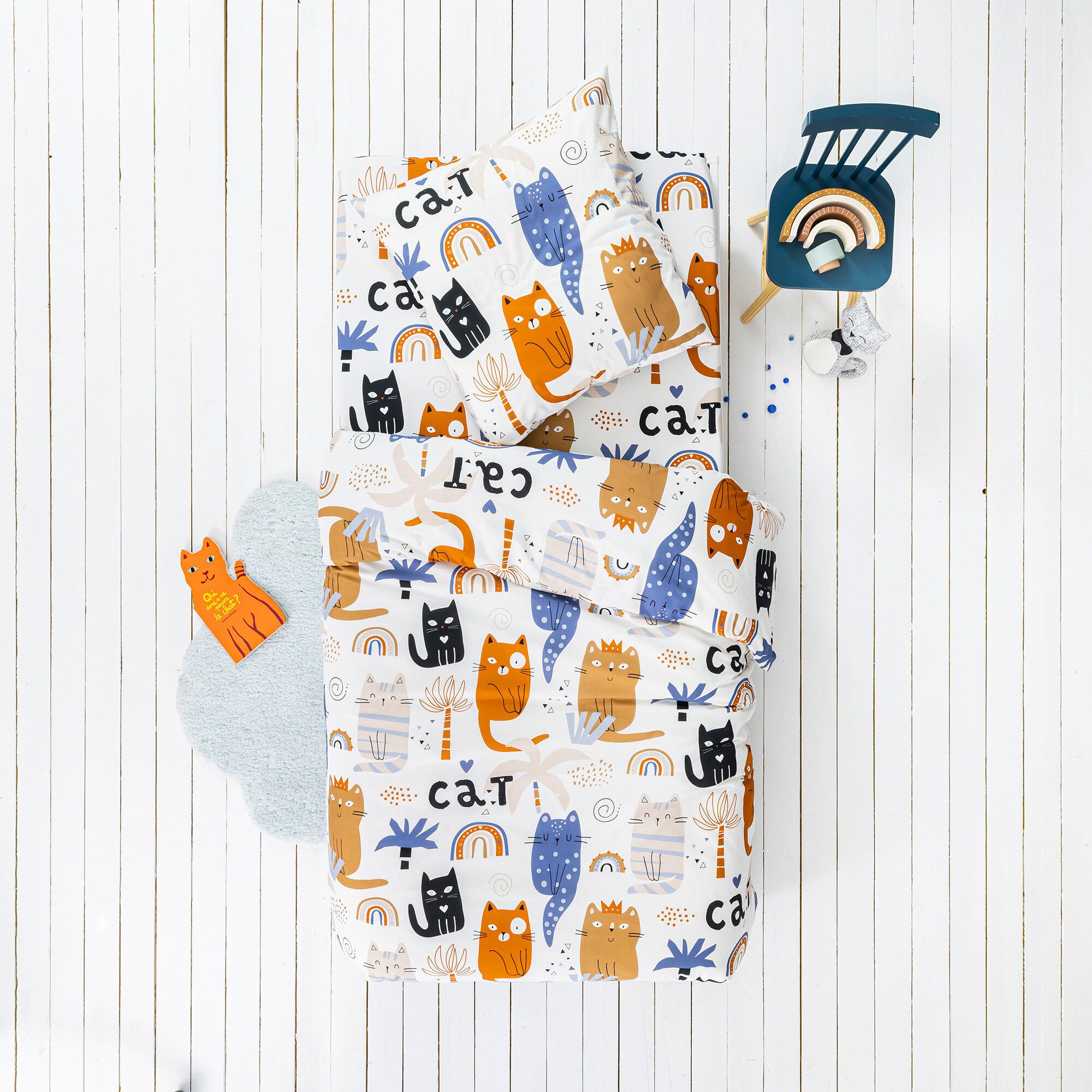 Linge de lit enfant Minou imprimé chat 1 personne