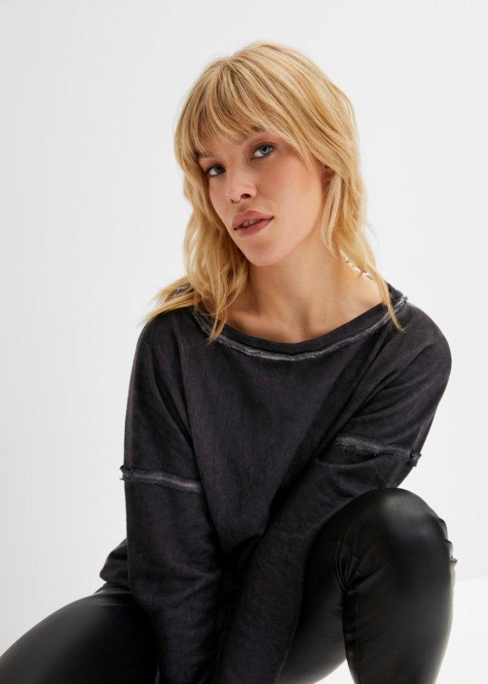Sweatshirt im Used-Look mit Rückenausschnitt