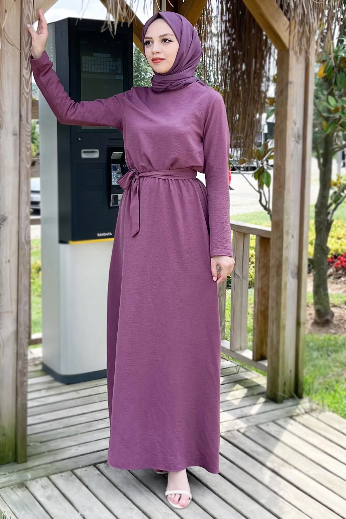 Tesettür Dünyası  Ayrobin Kleid Tsd220540 Pflaume