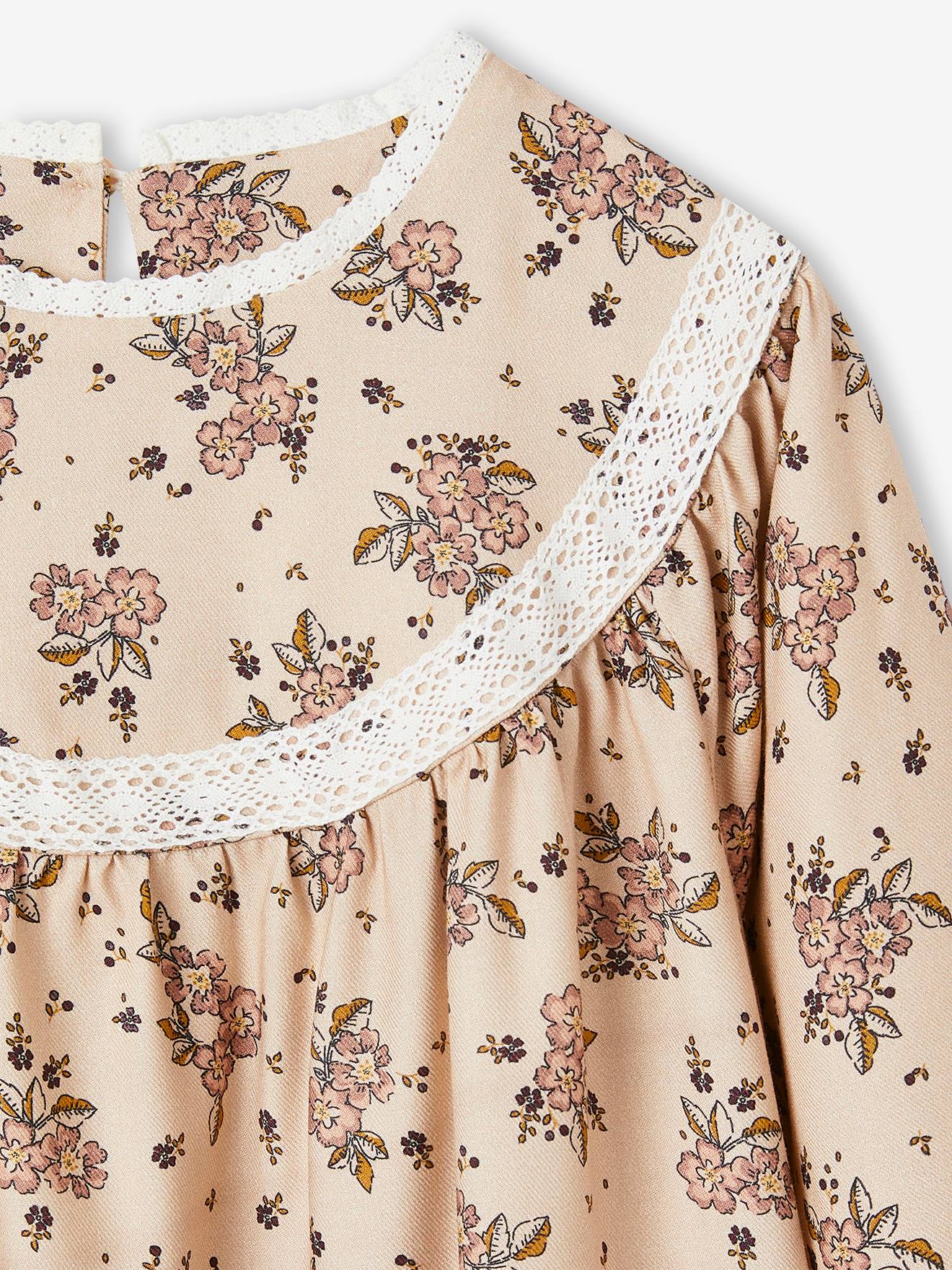 Vertbaudet Mädchen Blumenkleid - nachtblau