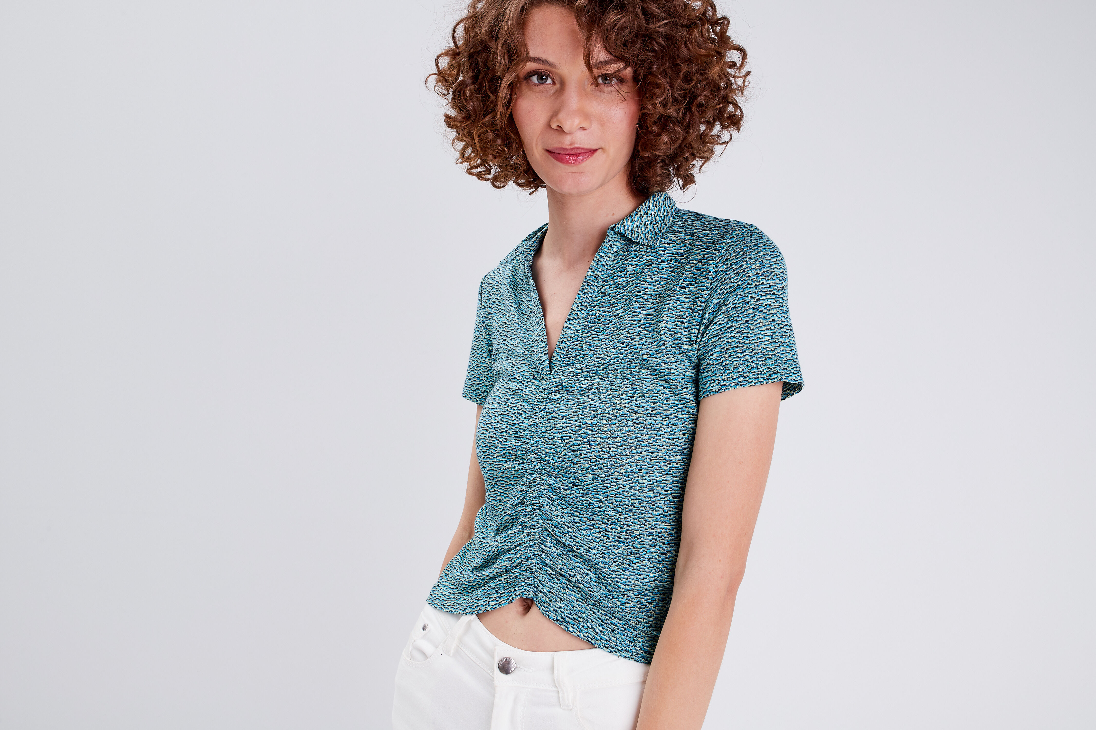 T-shirt manches courtes bleu turquoise femme | Cache Cache