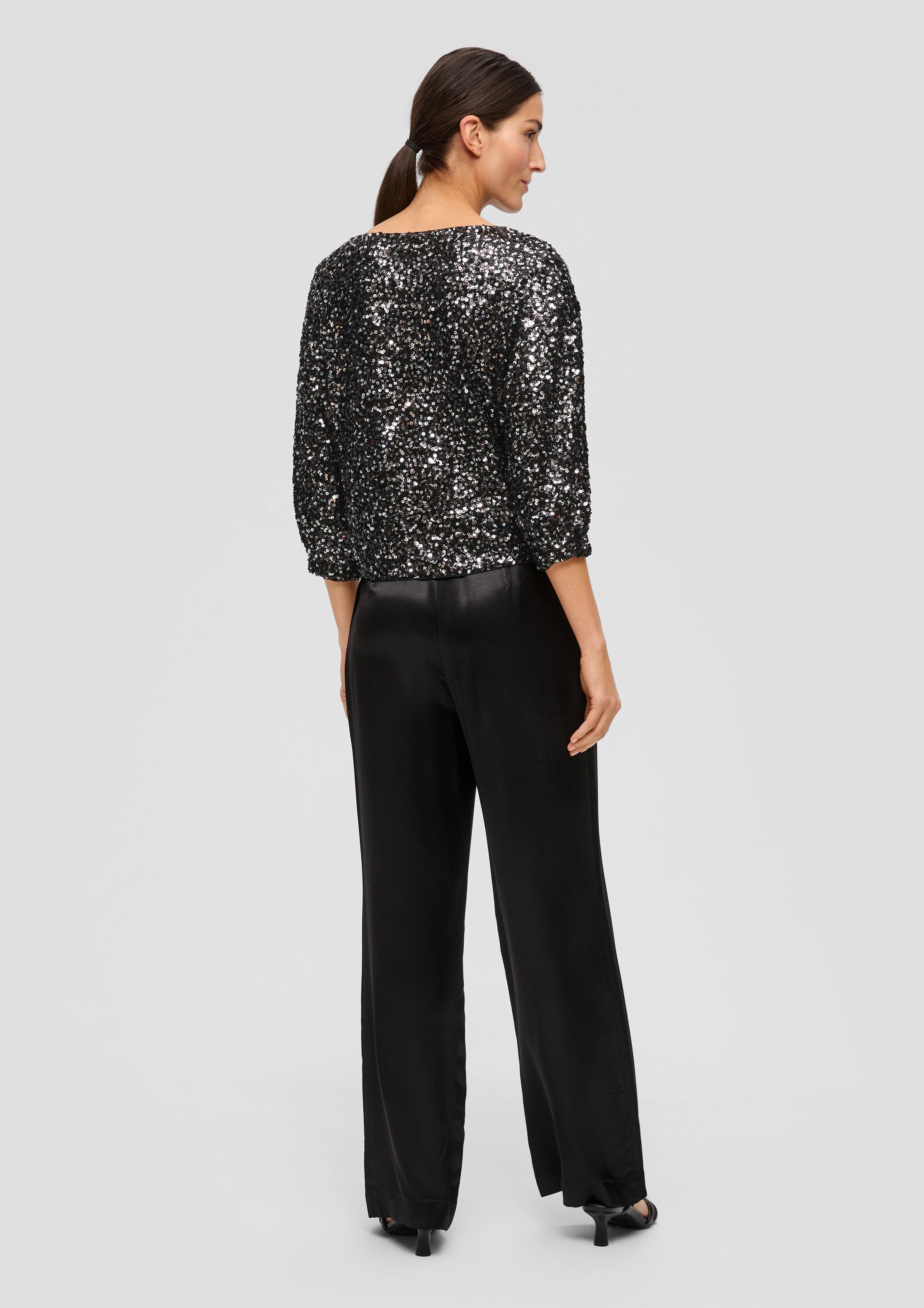Mesh-Bluse mit Pailletten-Besatz  2137060-9999