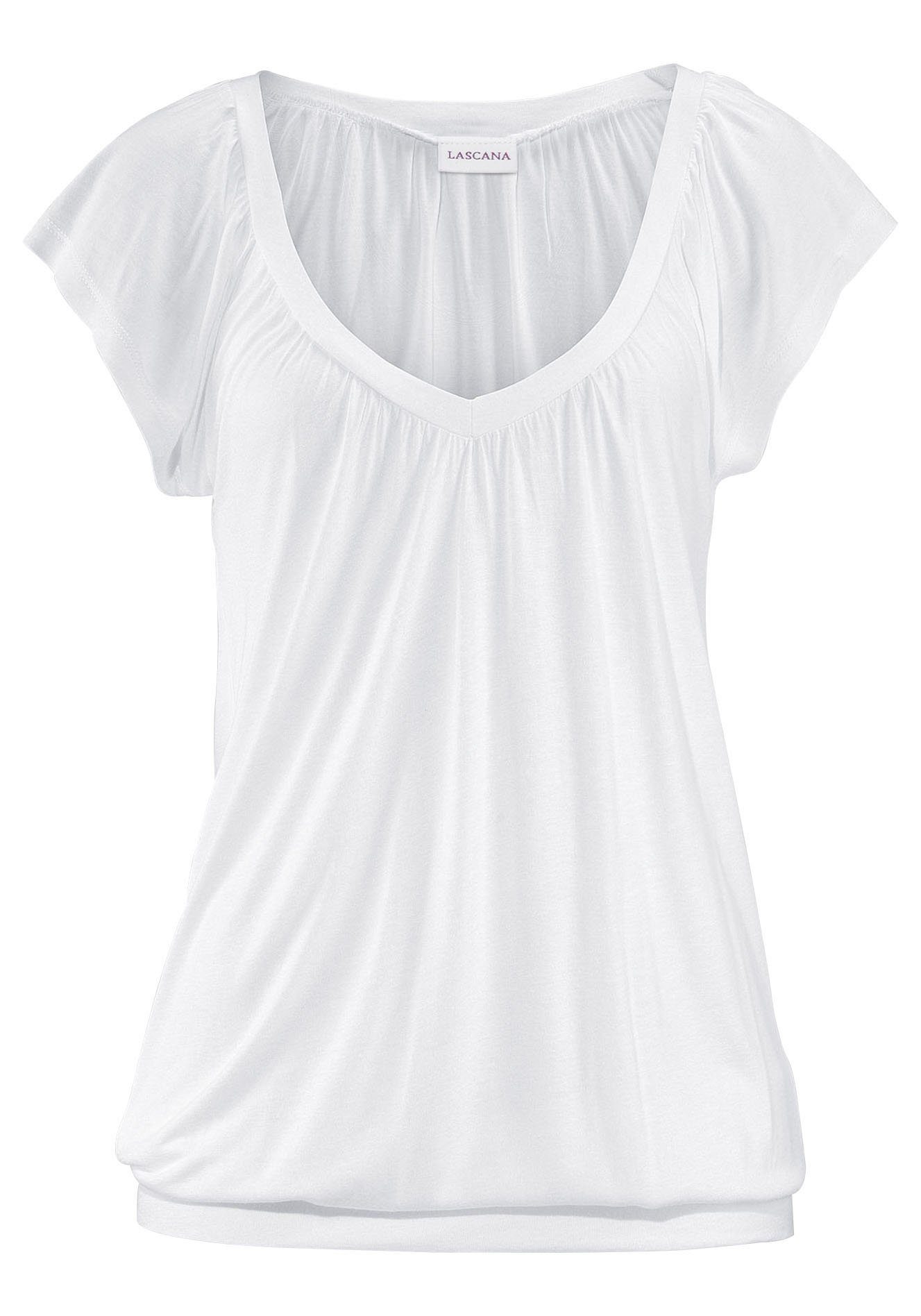 LASCANA V-Shirt mit breitem Gummizugbund