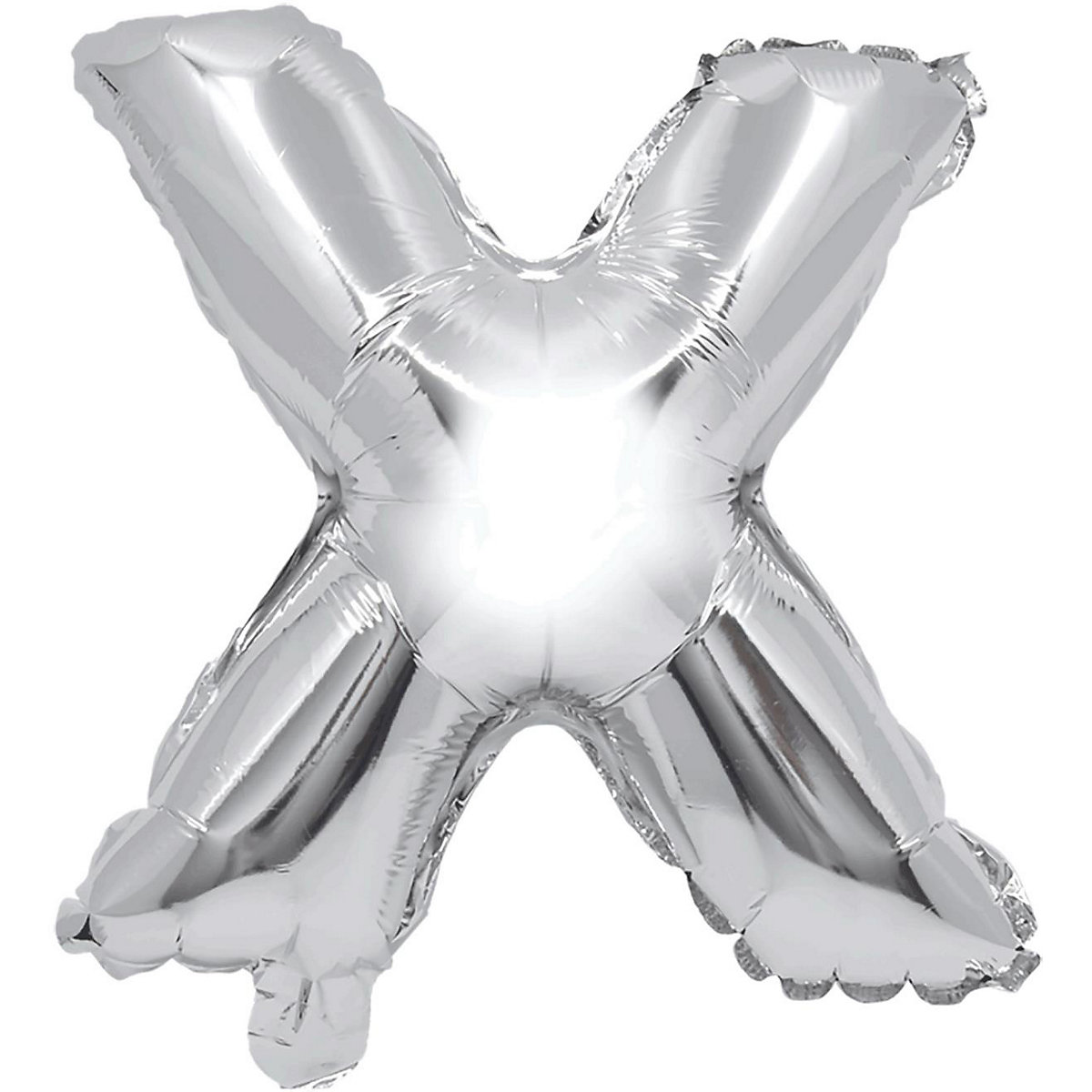 Folienballon Buchstabe X silber, 32 cm, inkl. Pustehalm
