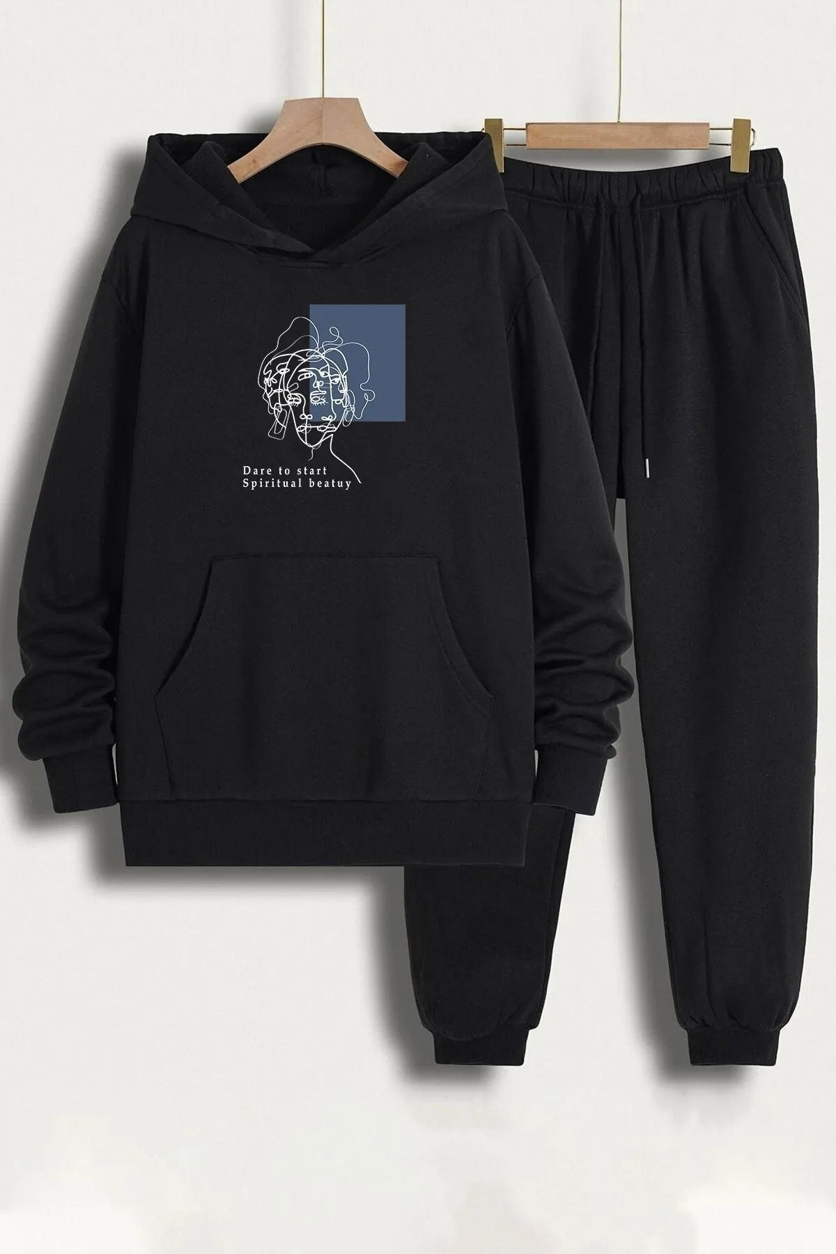 uyguntarz  Unisex Minimal Line Drawing Trainingsanzug-Set