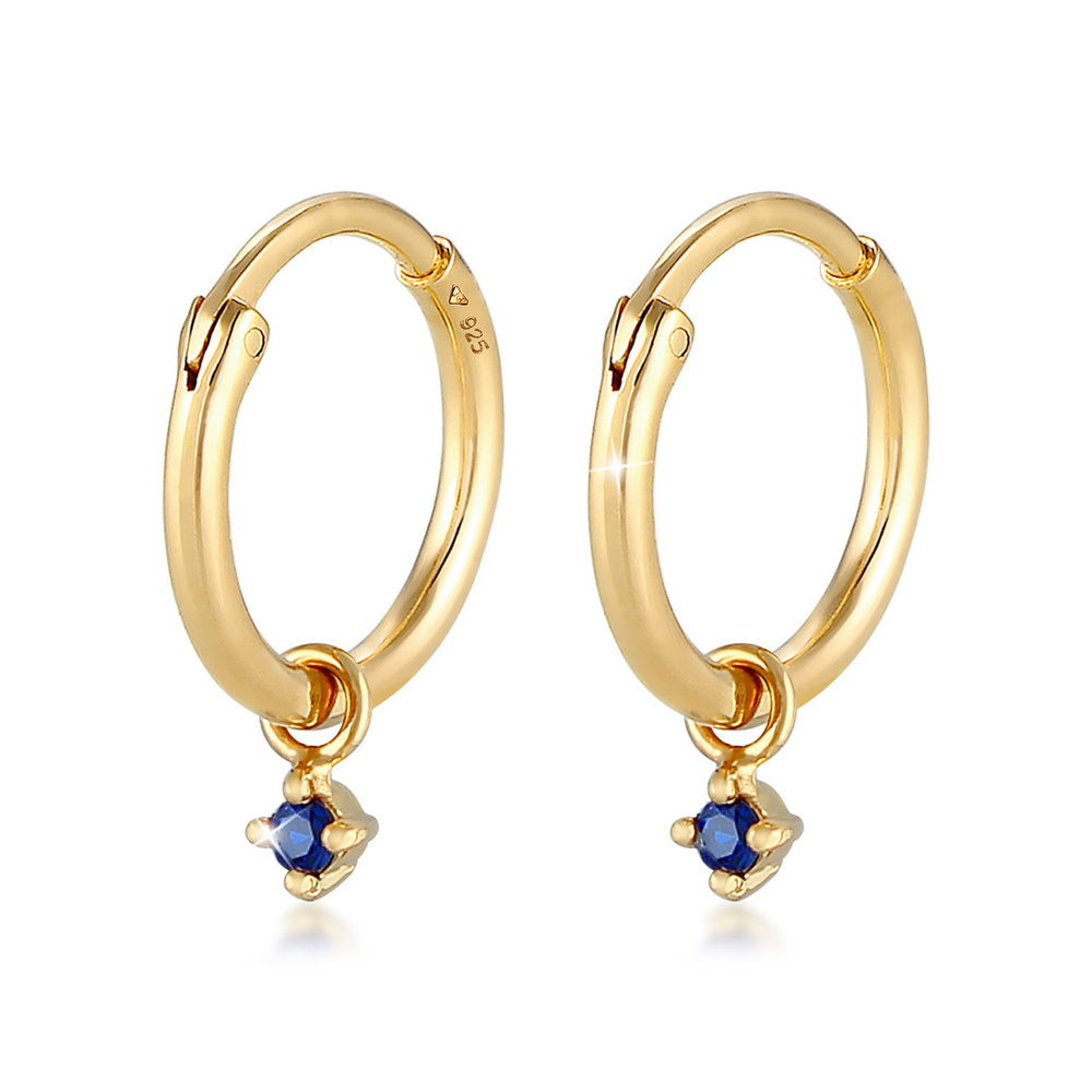 Elli Elli Boucles d'Oreilles Tendance élégante pour femmes créoles avec saphir synthét Boucles d'oreilles