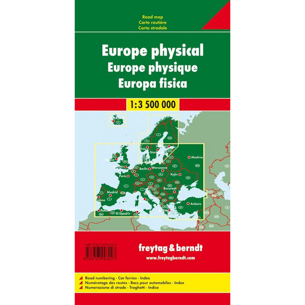 Europa 1 : 3 500 000. Autokarte physisch - Straßenkarte
