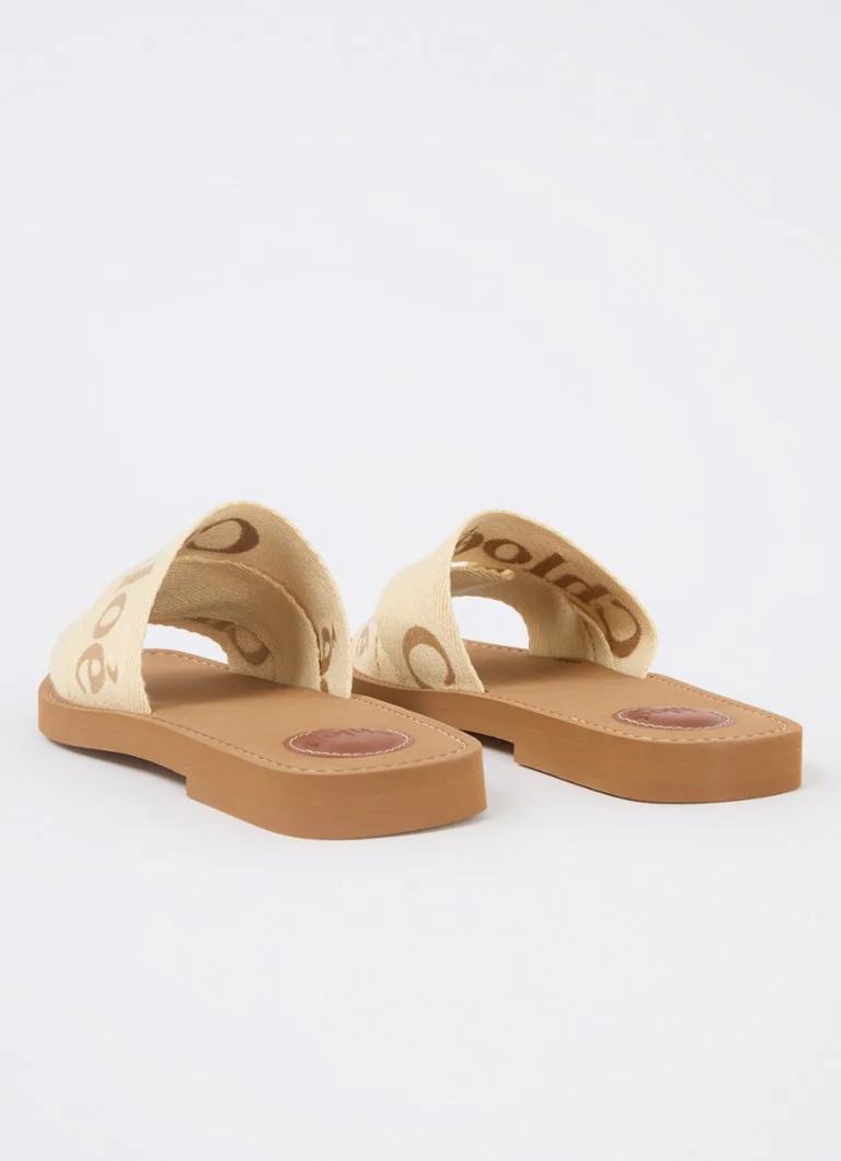 Pantofole in lino Chloé Woody con logo