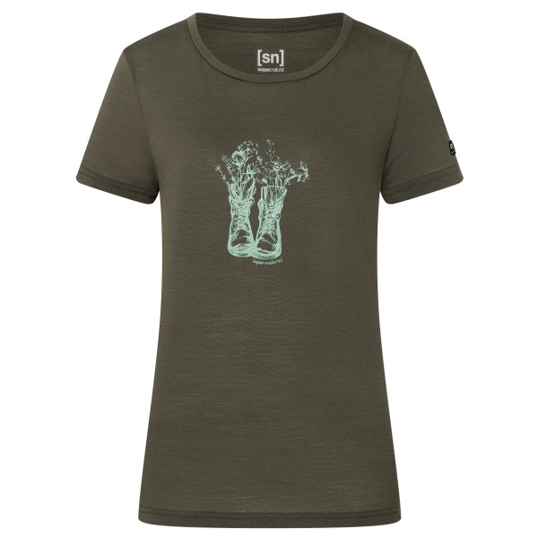 super.natural - Women's Flower Boots Tee - Merinoshirt