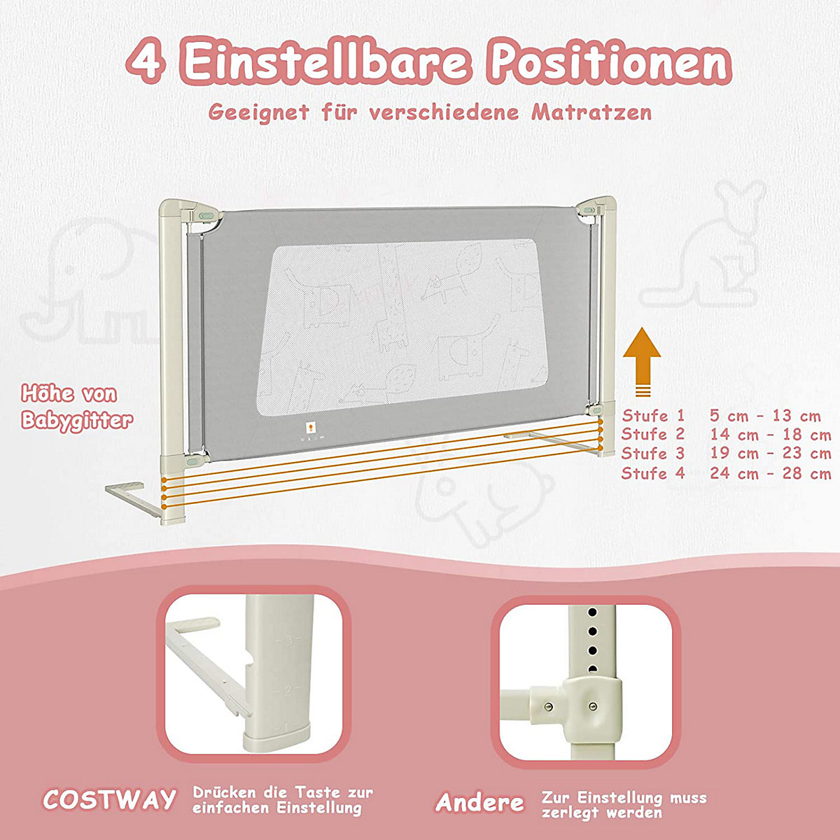 Bettschutzgitter Babybettgitter 180 cm