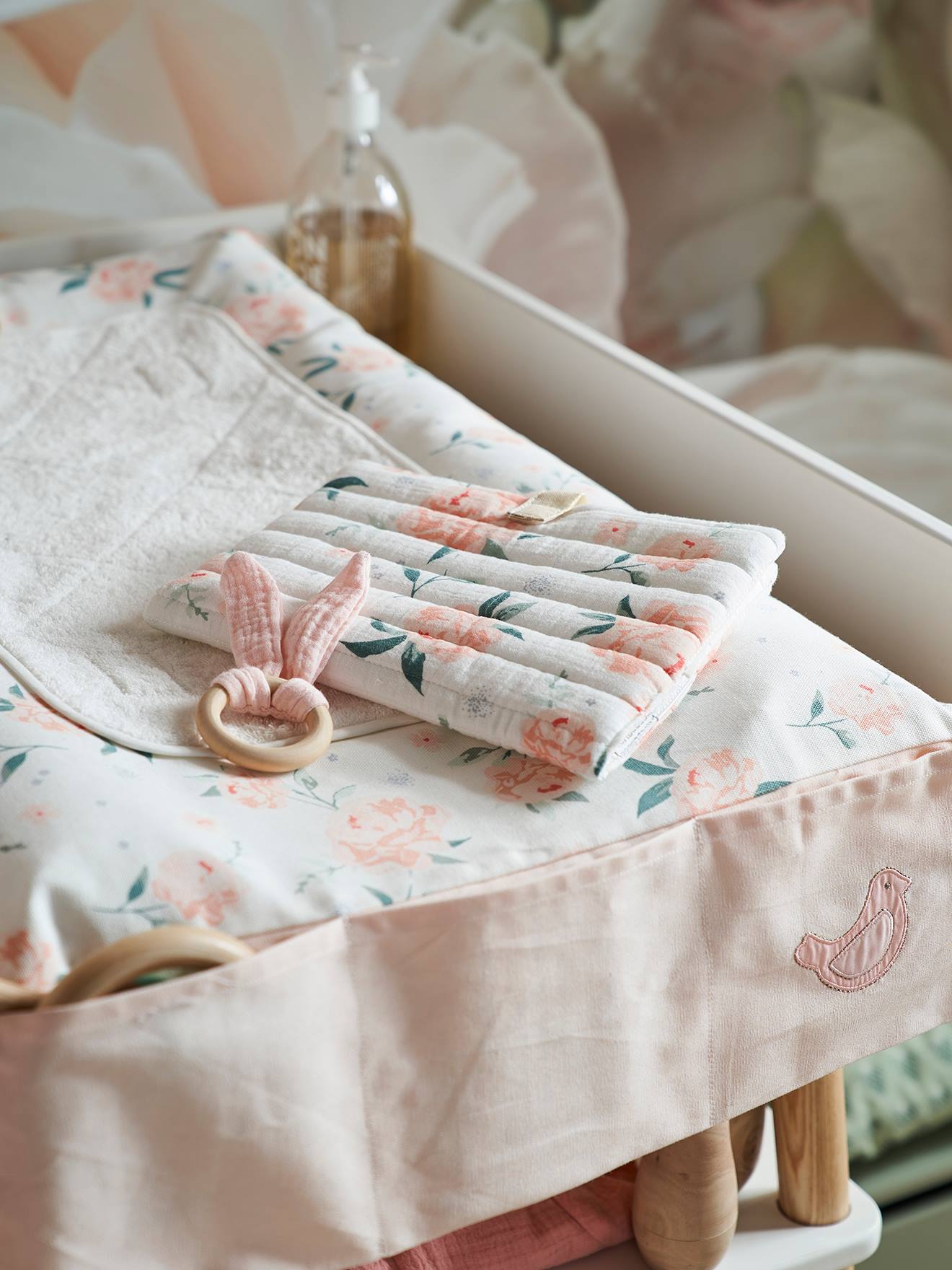 Matelas à langer EAU DE ROSE écru / rose
