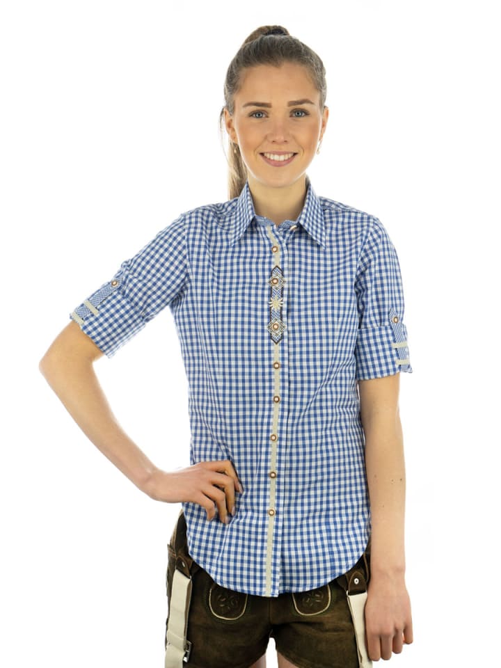 OS-Trachten Trachtenbluse Flosa in mittelblau günstig kaufen