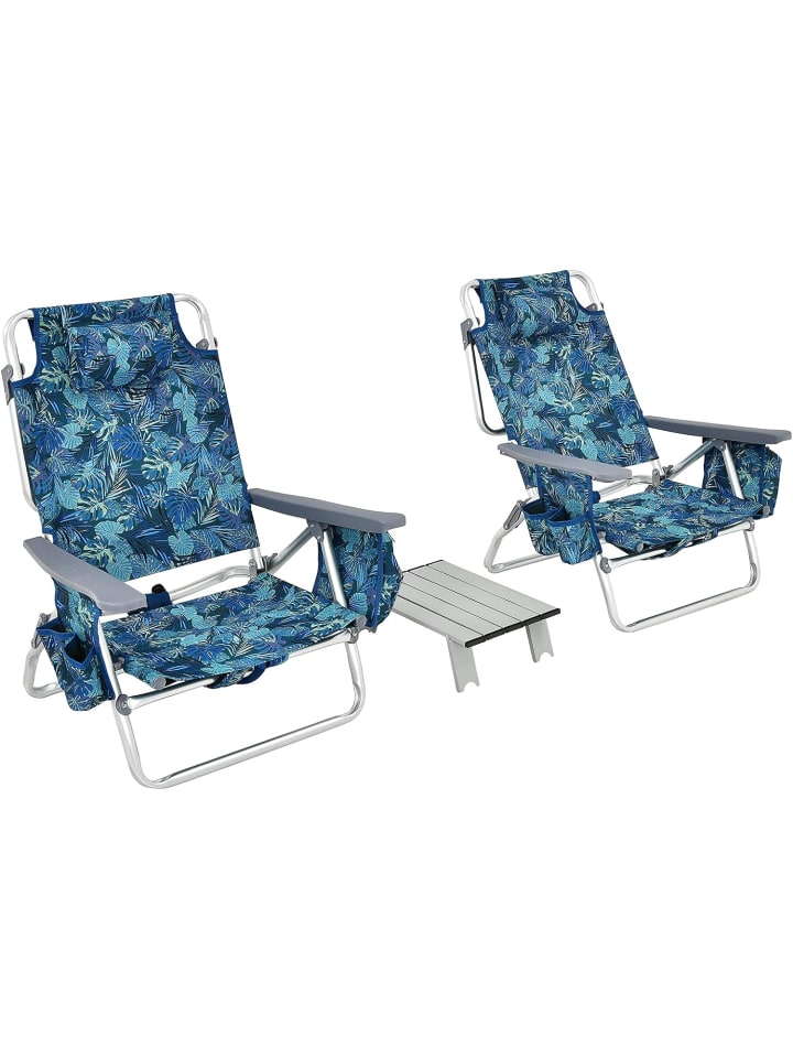 COSTWAY Strandstühle & Tisch Set in Blau günstig kaufen onesize