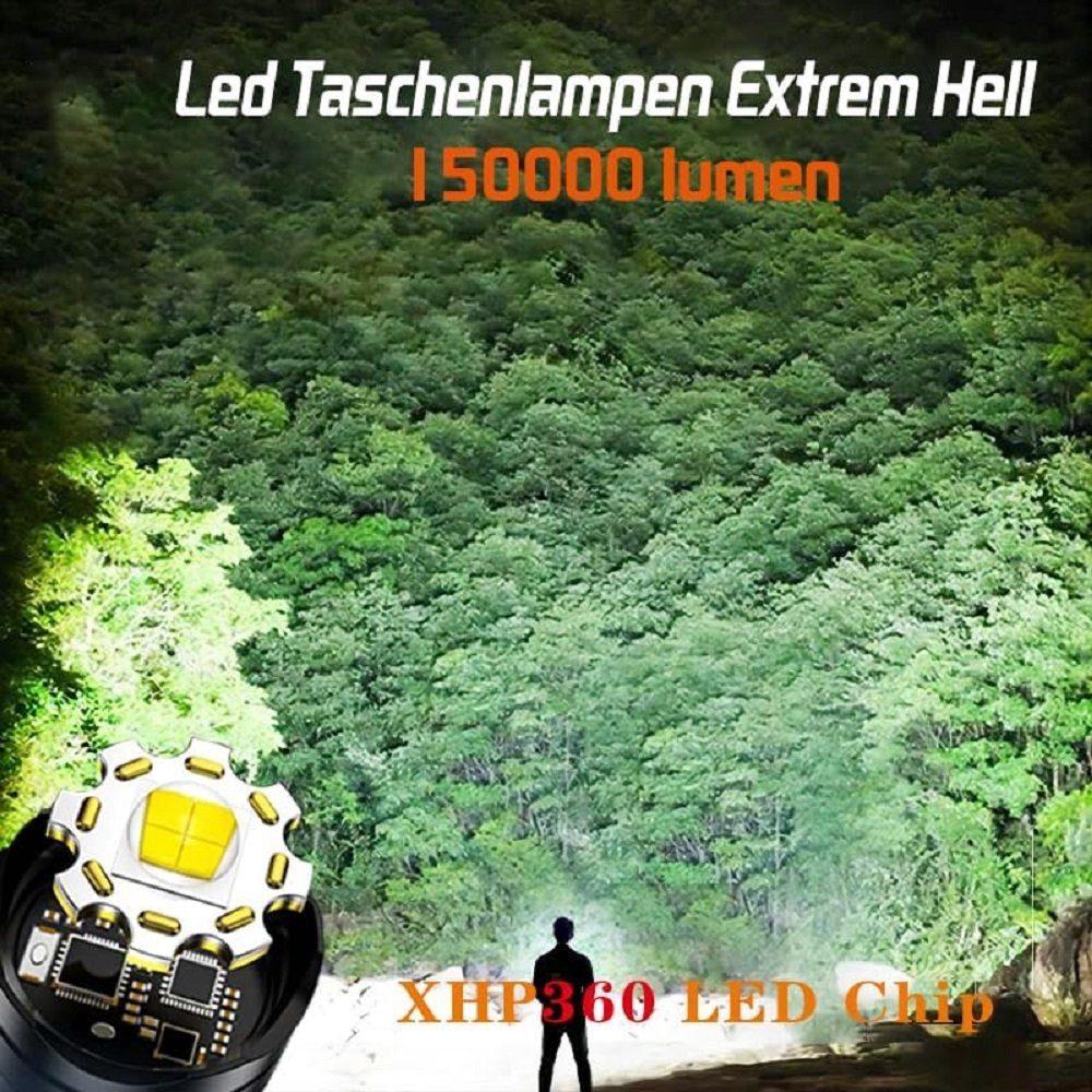 Hikeren Taschenlampe Superhelle Flashlight,150000LM,Campinglampe 10 Modi,Starke Wasserdicht (1-St), Einstellbare Brennweite