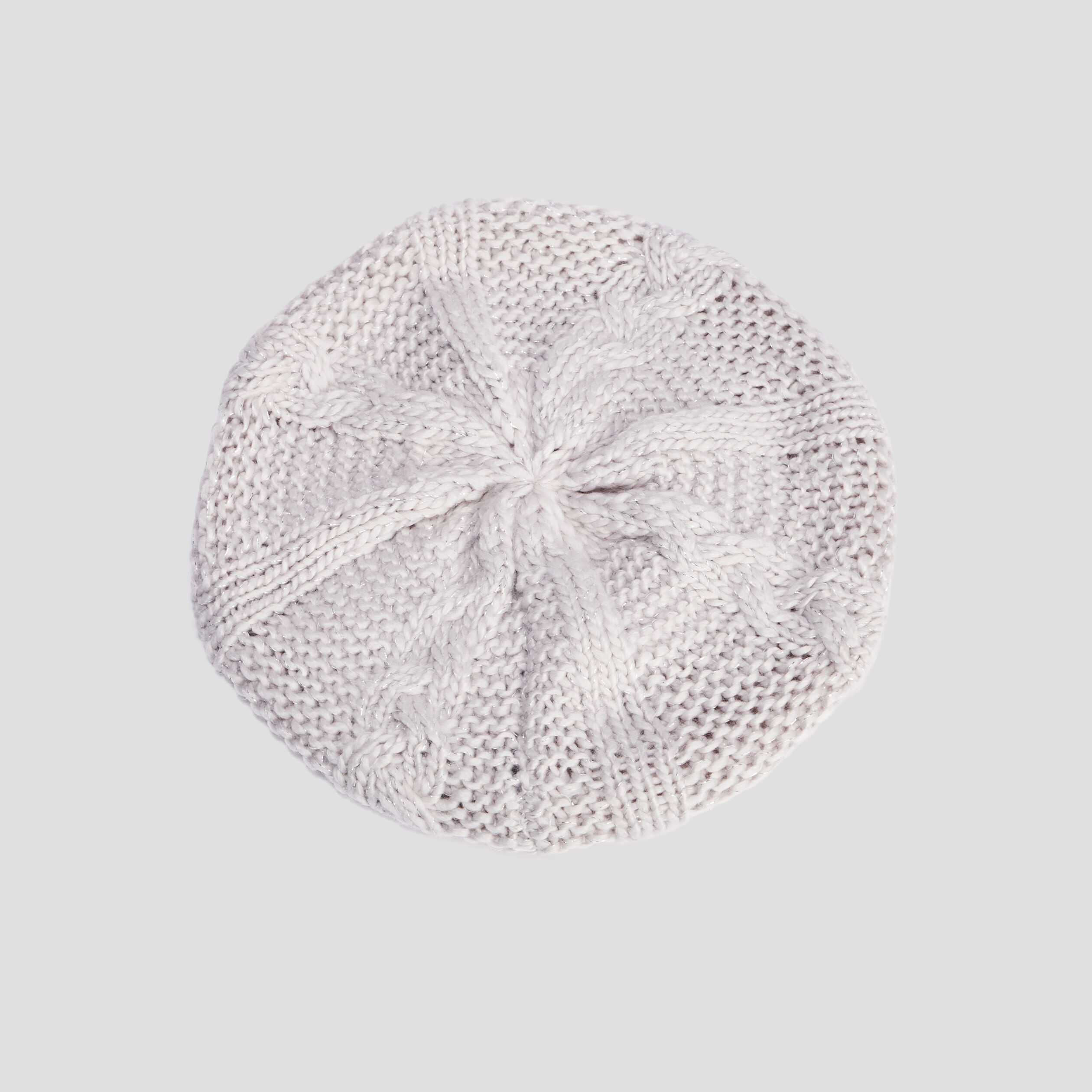 Béret tricoté avec torsades gris clair femme | La Halle