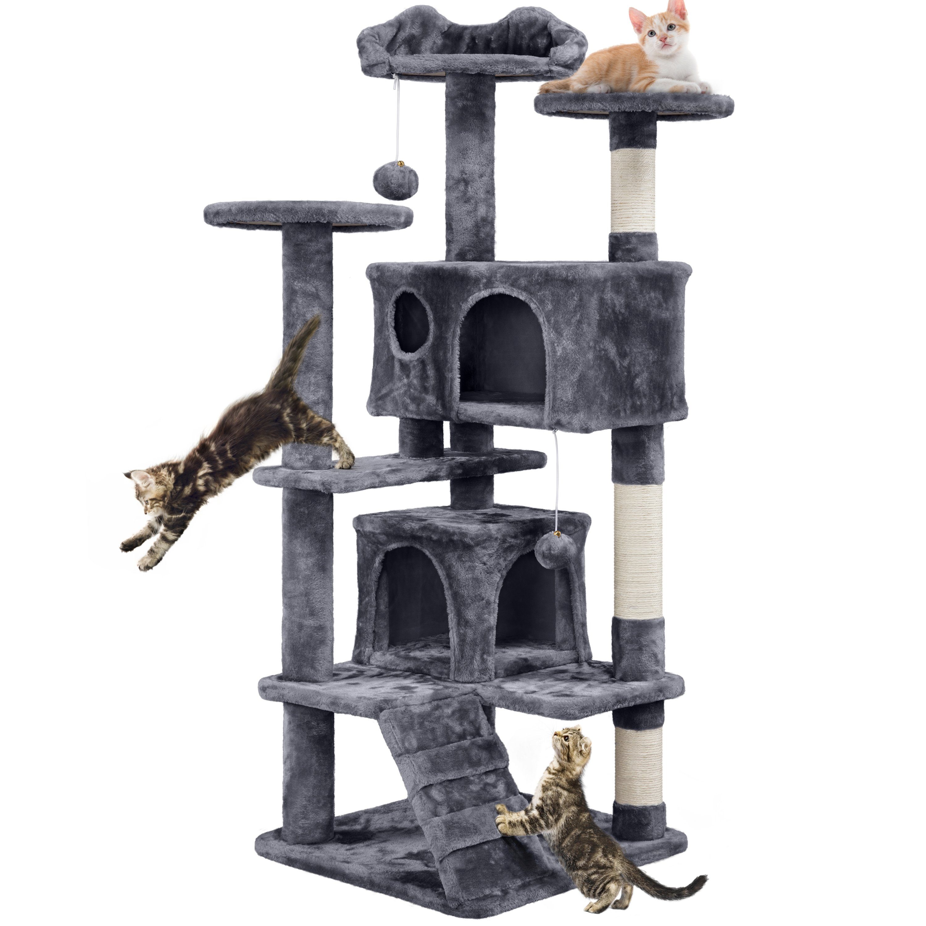 Yaheetech Kratzbaum, Stabiler Katzenbaum, Kletterbaum für Katzen Höhe 137 cm