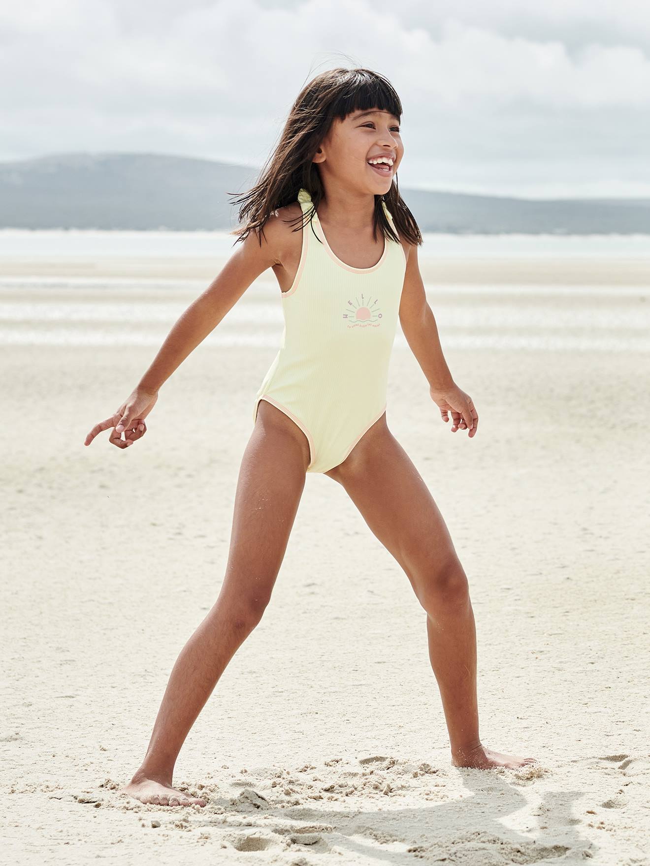 Maillot de bain 1 pièce fille sun jaune pâle