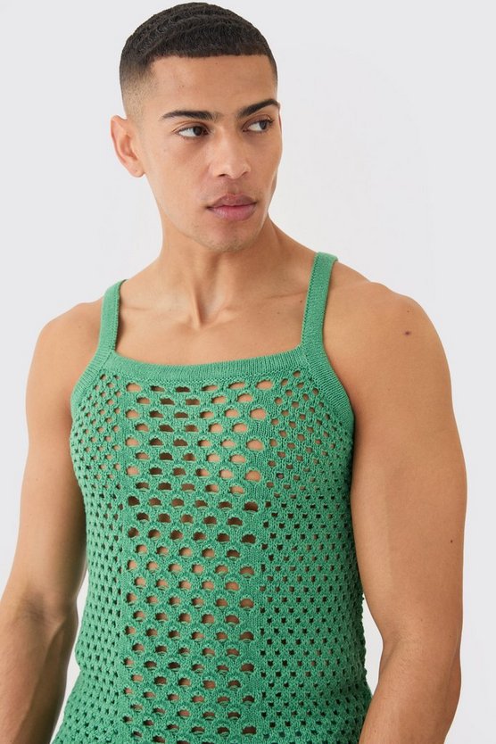 Muscle-Fit Strick-Tanktop mit Shorts