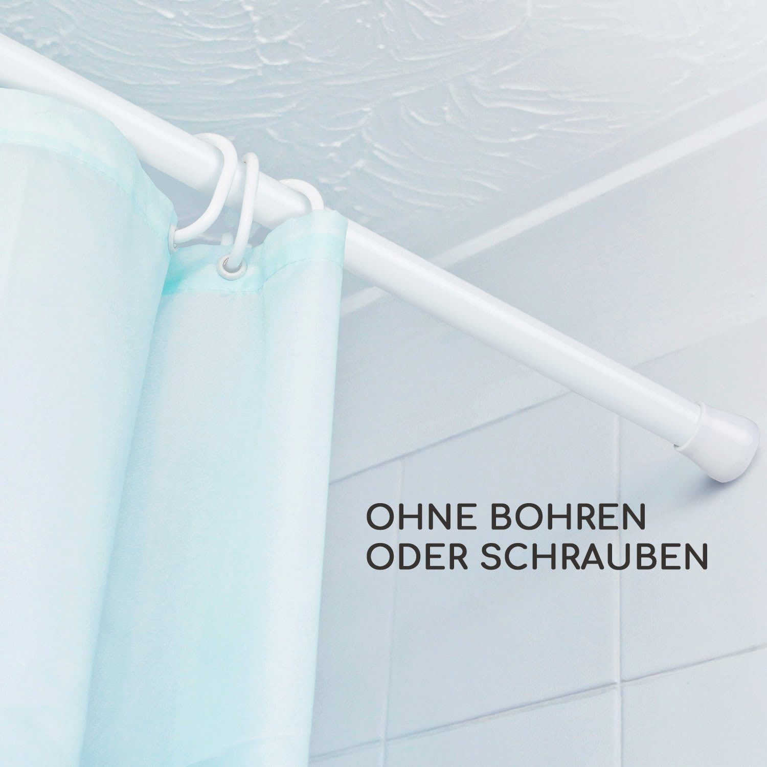 Vorhangstange Stamina S Teleskopstange Duschvorhang 70-120cm rutschfest, Blumfedt, Ø 35 mm, 1-läufig, ausziehbar, ohne Bohren, Metall