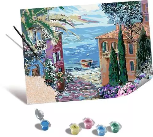 CreArt Leinwand Mediterrane Landschaft - Malen nach Zahlen für Erwachsene