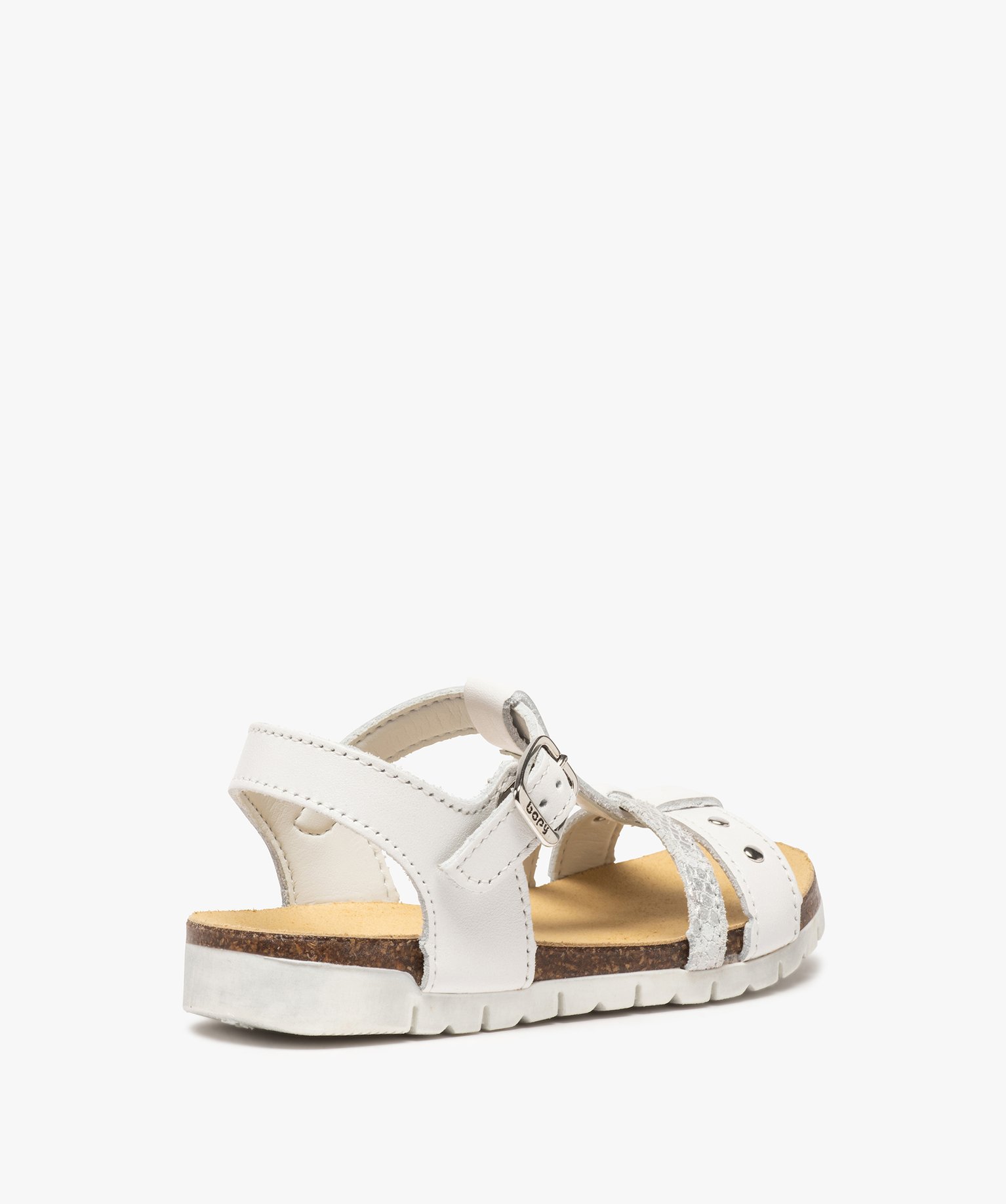 Sandales fille dessus cuir à semelle contrastante - Bopy blanc | GEMO