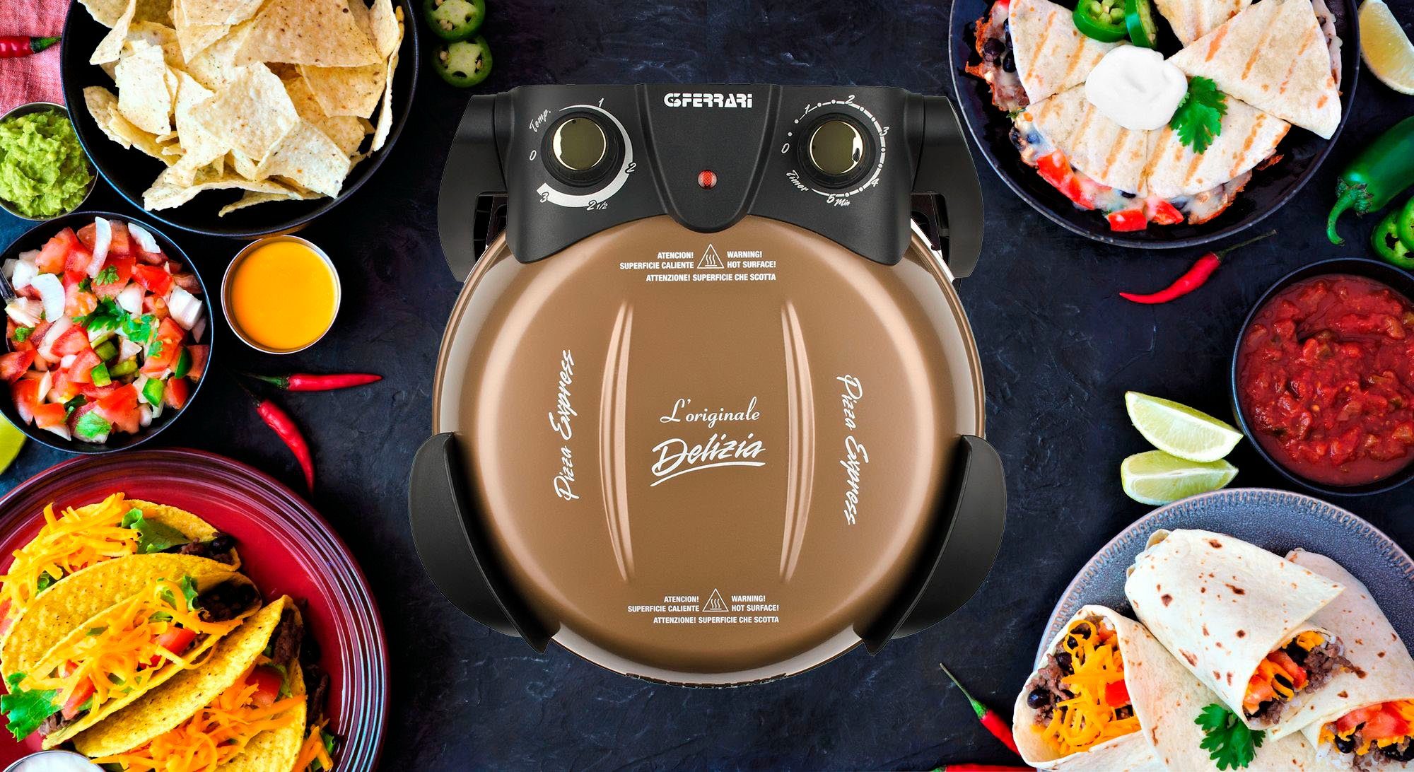 G3Ferrari Pizzaofen Delizia G1000608 kupfer, bis 400 Grad mit feuerfestem Naturstein