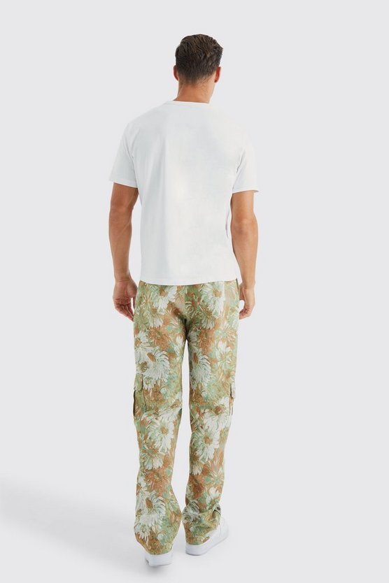 Tall lockere florale Hose mit Druckknöpfen