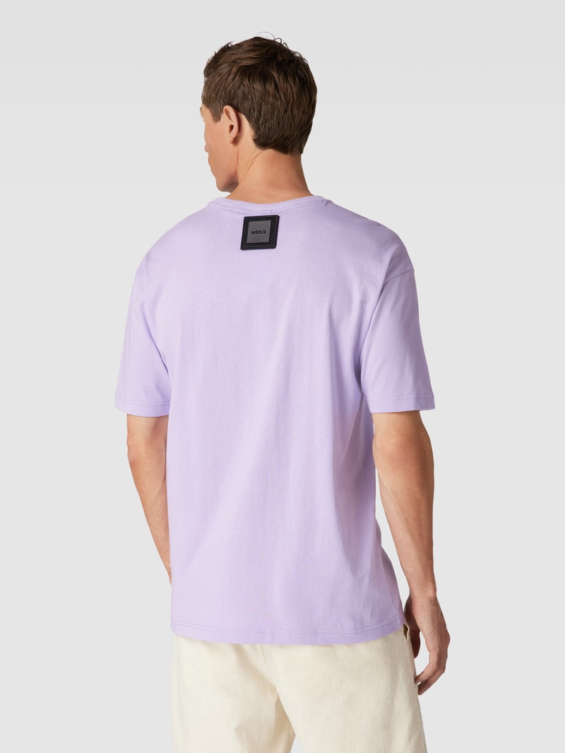 T-Shirt mit Logo-Print Modell 'Lotus' in flieder