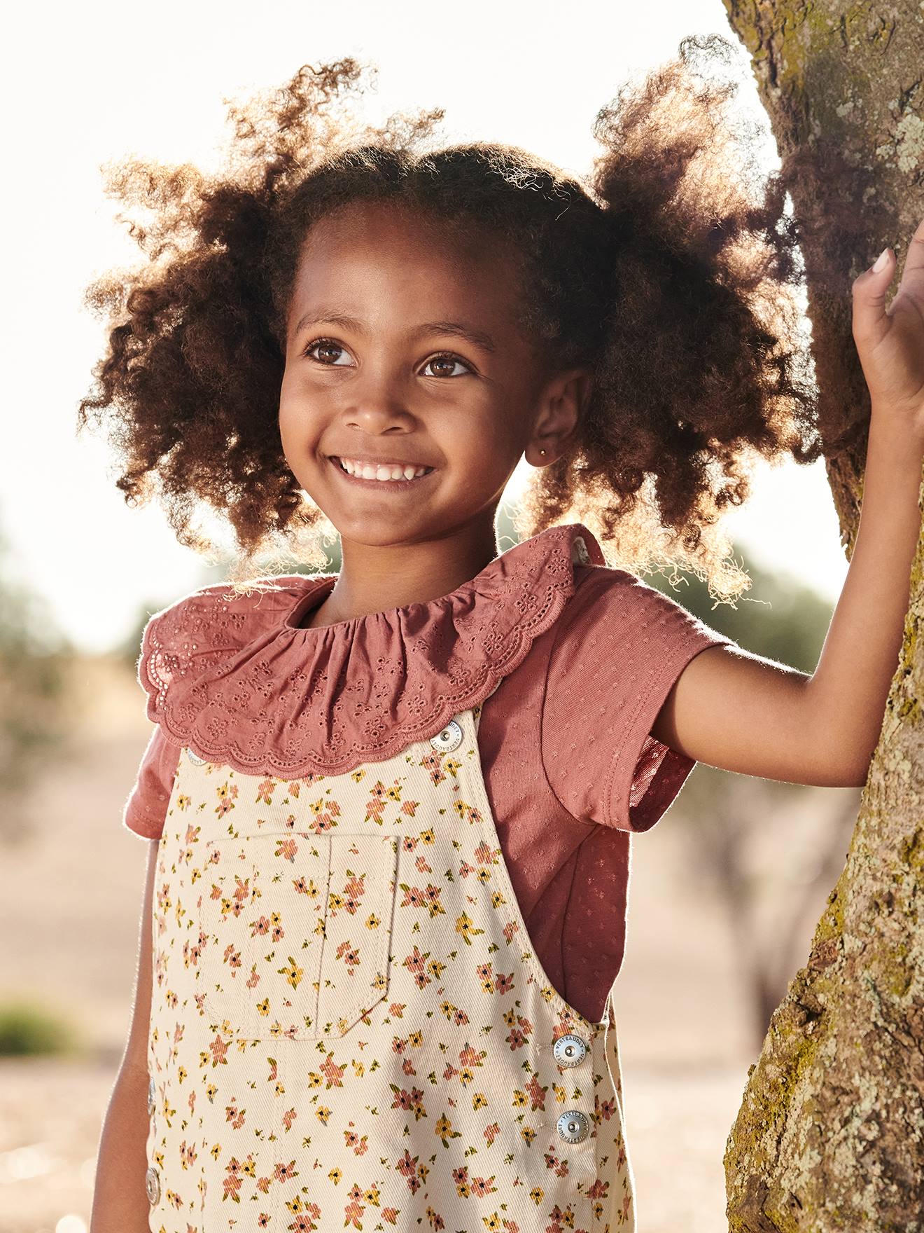 T-shirt à collerette en broderie anglaise fille écru