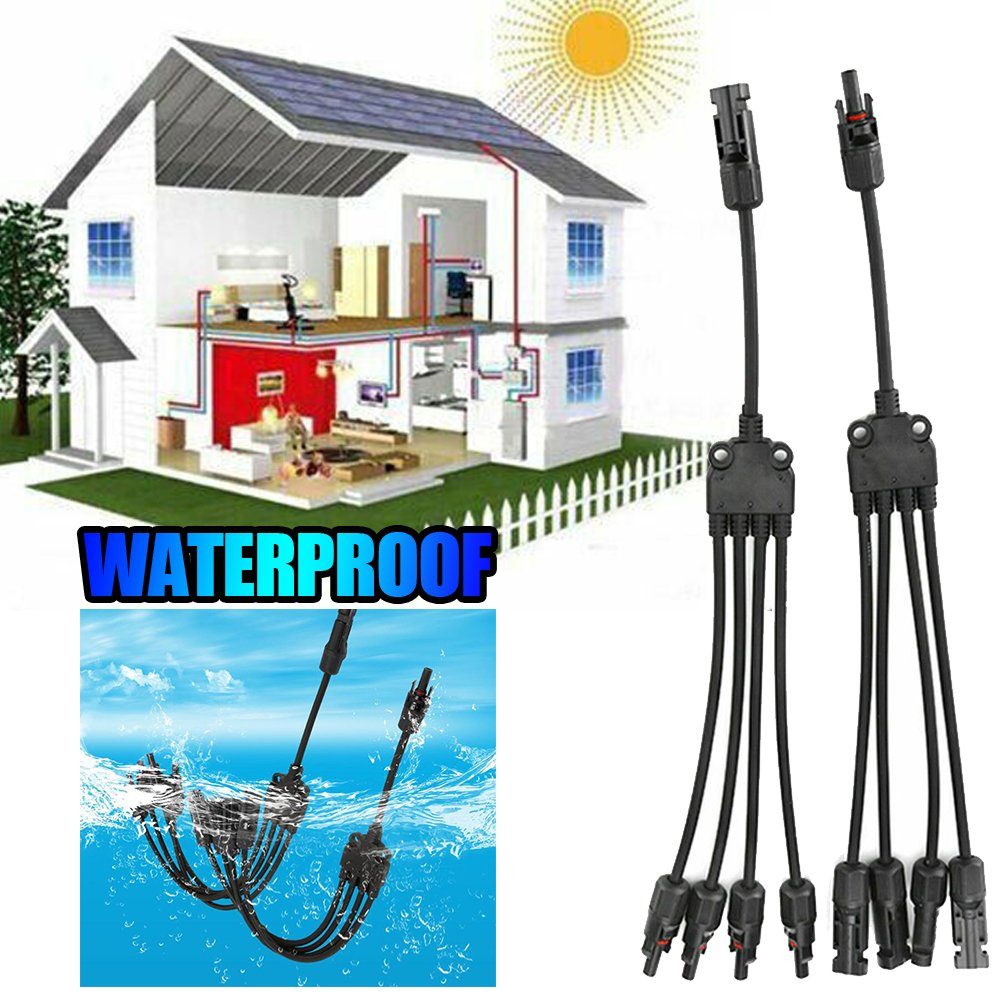 Orbeet Solaranlage Y Vierfach Adapter Solarstecker PV Stecker Verteiler Buchse MC4 Kabel, (1-St., Y-4 fach), kompatibel: 2,5mm², 4mm², 6mm²
