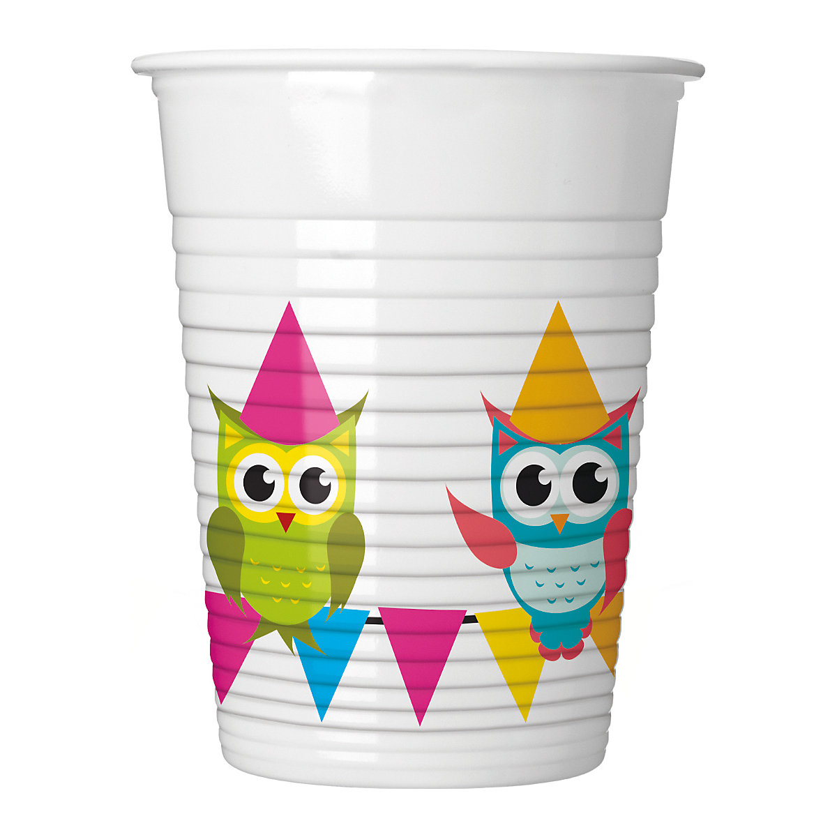Partybecher/Trinkbecher Eule, 200 ml, Kunststoff, 8 Stück