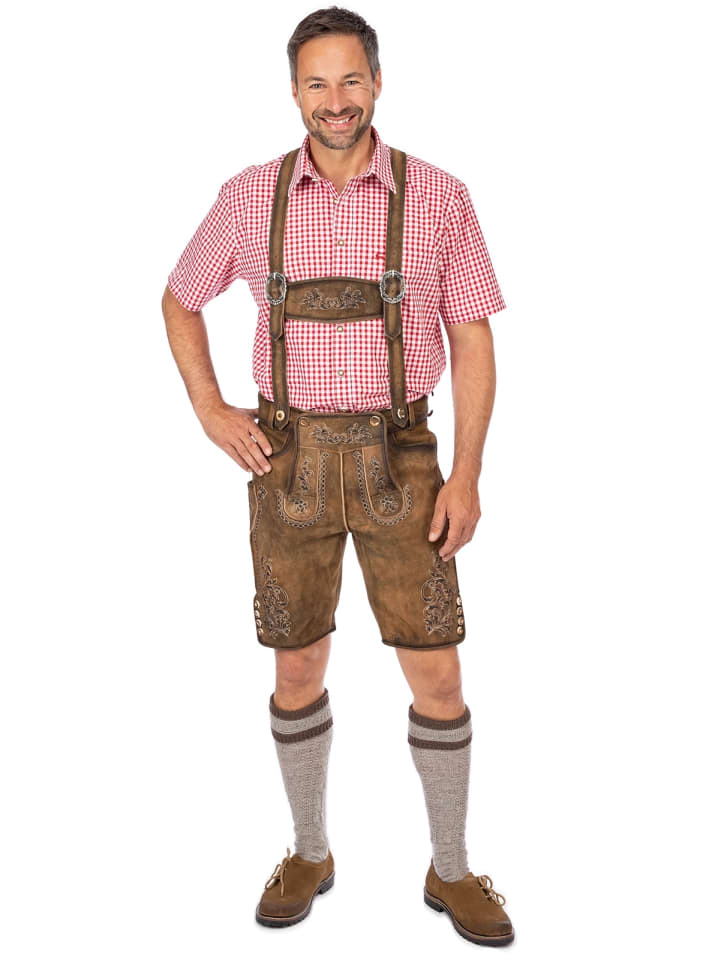 Gwandler Lederhose LUDWIG-gespeckt in braun günstig kaufen