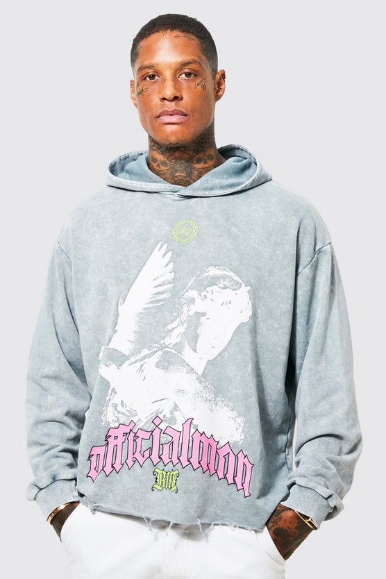 Kastiger Oversize Hoodie mit Acid-Waschung
