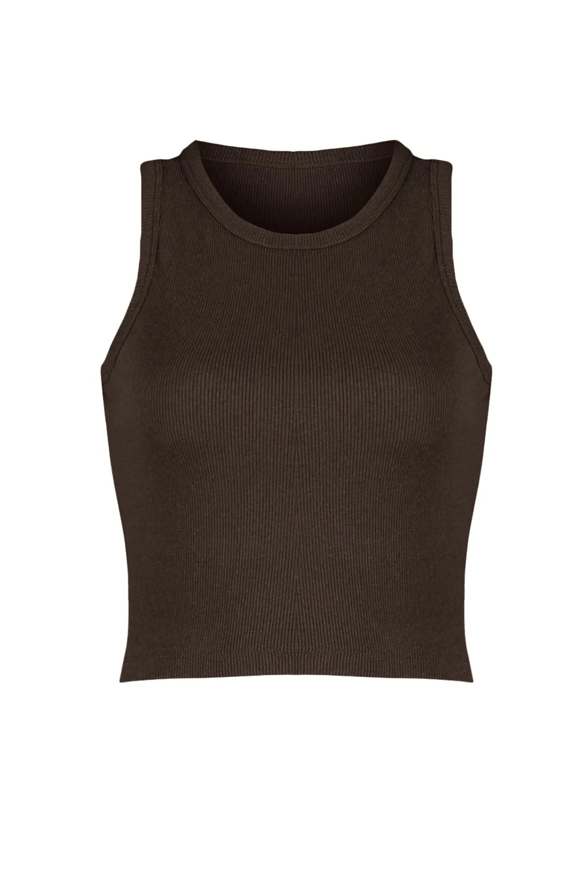 Trendyol Collection  Braun-orangefarbenes 2er-Pack tailliertes/tailliertes Crop-Tanktop aus Cord-Stretch-Strick TWOSS21AL0058