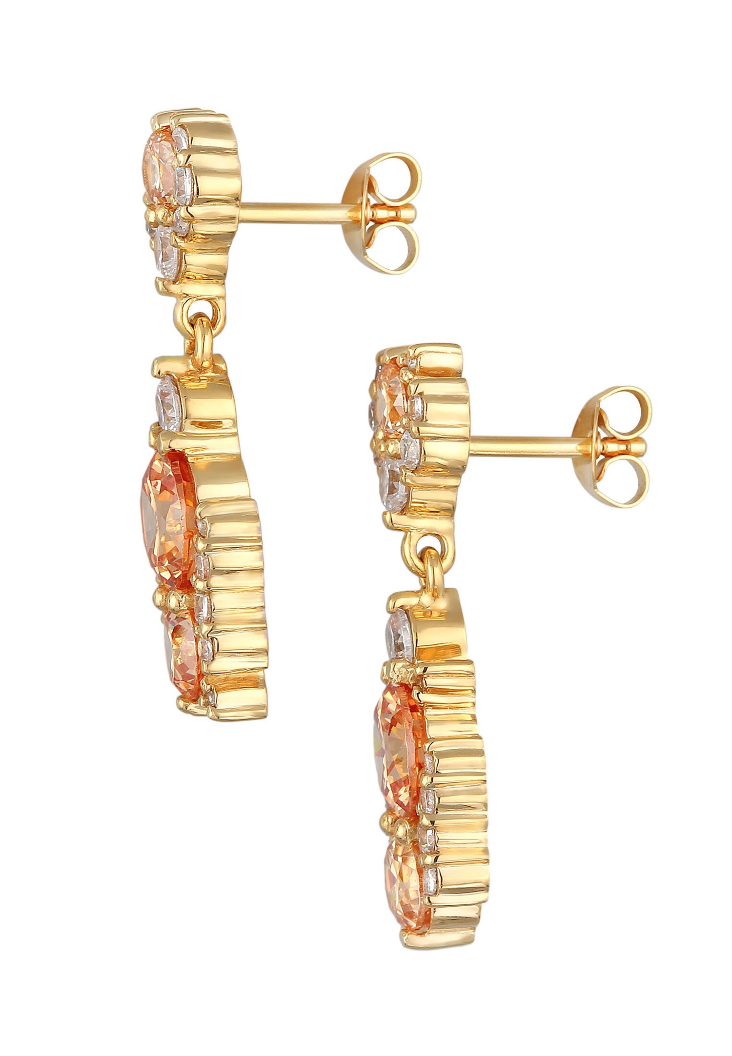 Orecchini Elli PREMIUM da donna, glamour e scintillanti, con cristalli di zirconi cubici in argento sterling 925 placcato oro.