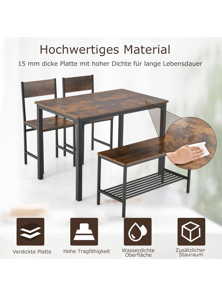 COSTWAY Esstisch Set 4-teilig in Braun günstig kaufen onesize
