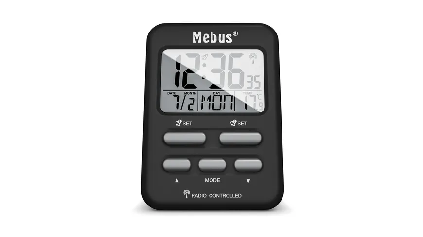 Mebus Funkwecker digital Schwarz