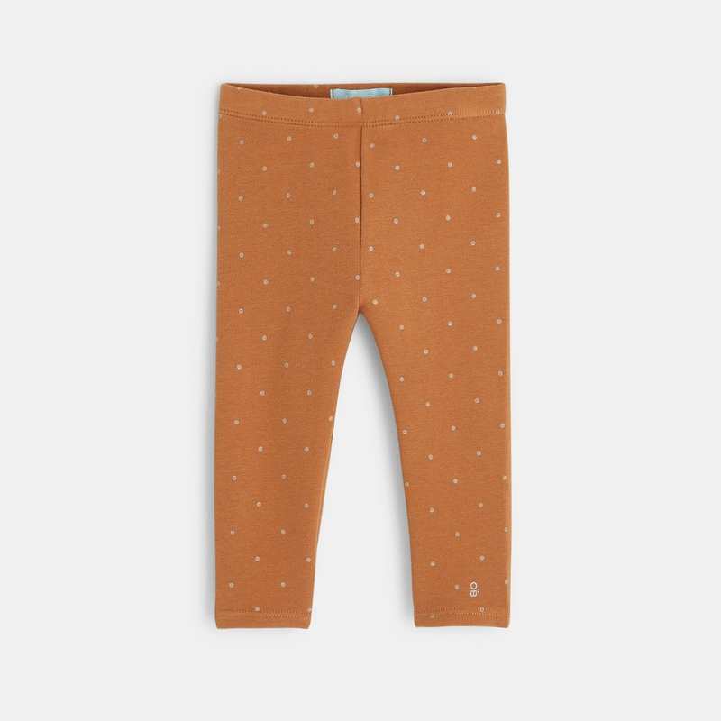 Legging molleton bio imprimé pois marron bébé fille