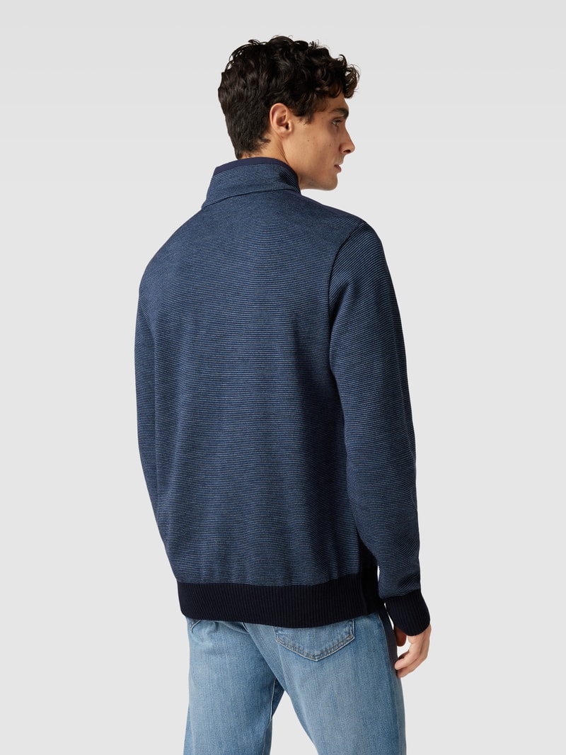 Strickpullover mit Troyer-Kragen in jeans meliert