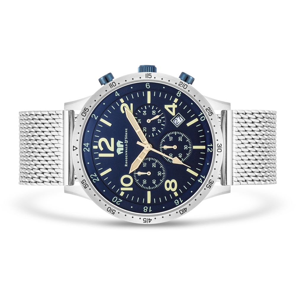 Rhodenwald & Söhne Chronographe Flight Captain en Argent Acier inoxydable en Argent Montre