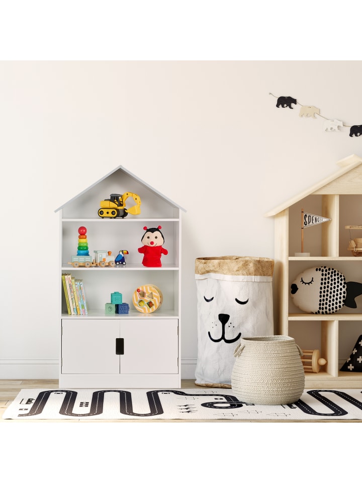 relaxdays Kinderregal in Weiß/ Grau - (B)68 x (H)115 x (T)28 cm günstig kaufen onesize