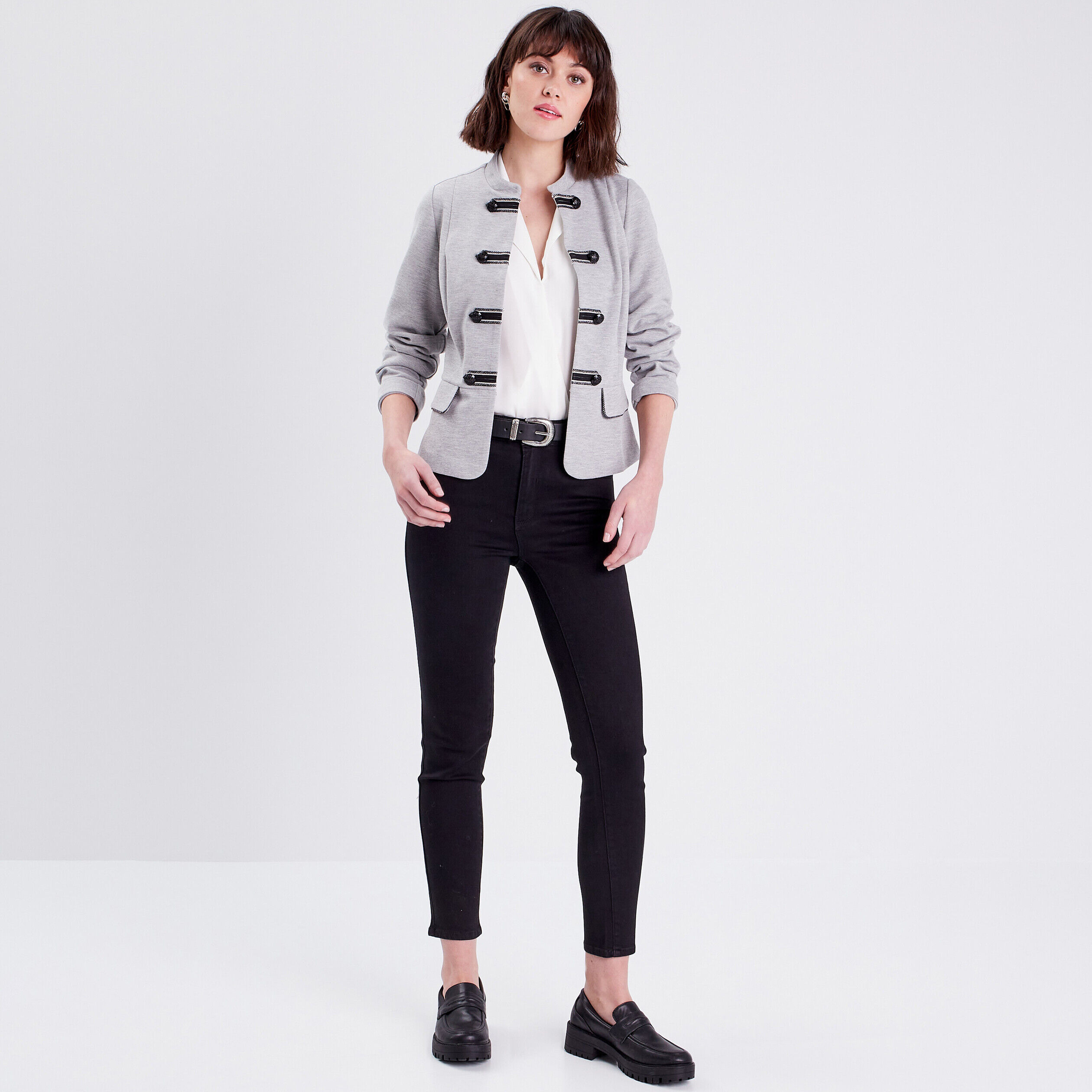 Veste cintrée avec boutons gris clair femme | Cache Cache