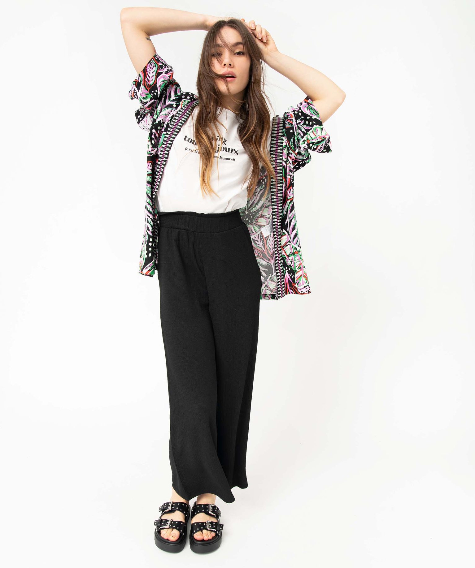 Veste femme fluide faon kimono à motifs exotiques imprime | GEMO