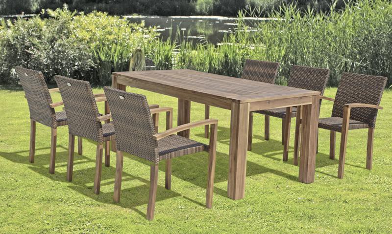 Garden Pleasure Harms Tischgruppe TOPEKA 7tlg. / 6x Stapelstuhl 985150 / 1x Tisch 985149