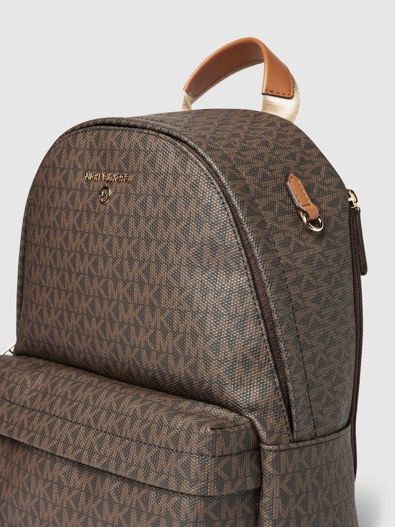 Rucksack mit Allover-Logo-Muster Modell 'SLATER' in mittelbraun