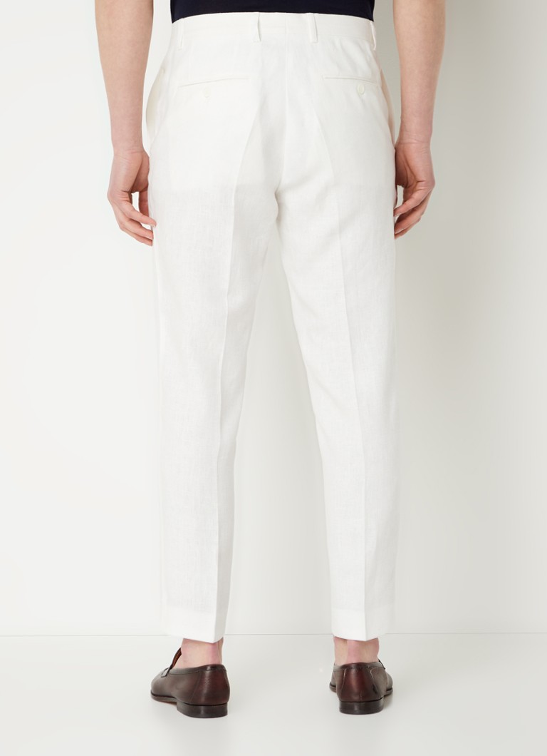 Pantalones de lino Deccan de Oscar Jacobson z pernera ajustada și bosillos side.