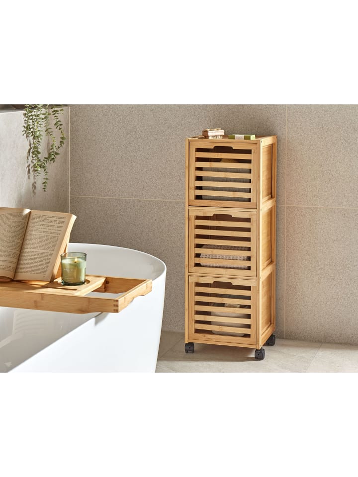 Beliani Badezimmerschrank SHAWNEE in Heller Holzfarbton - (W) 32 x (H) 90 x (L) 30 cm günstig kaufen onesize