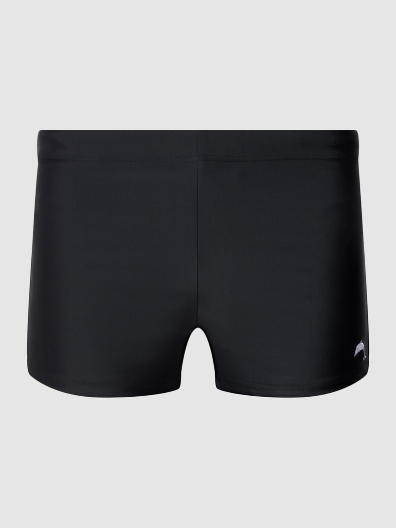 Badehose mit Label-Stitching Modell 'PARIGAMBA' in schwarz