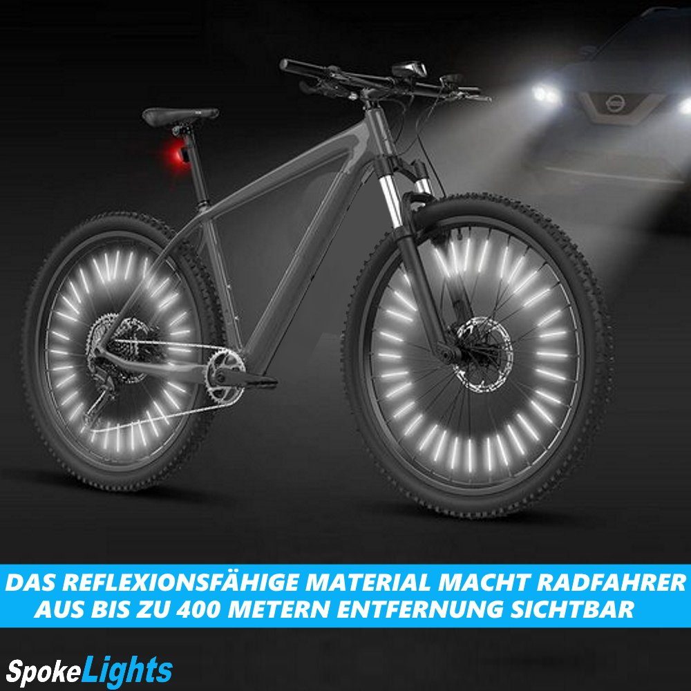 MAVURA Fahrradreflektor SpokeLights Fahrrad Speichen Reflektoren Speichenreflektoren, (Katzenaugen Stäbe Speichenlicht Rad), Strahler Fahrrad Licht Speichensticks weiß [36er Set]