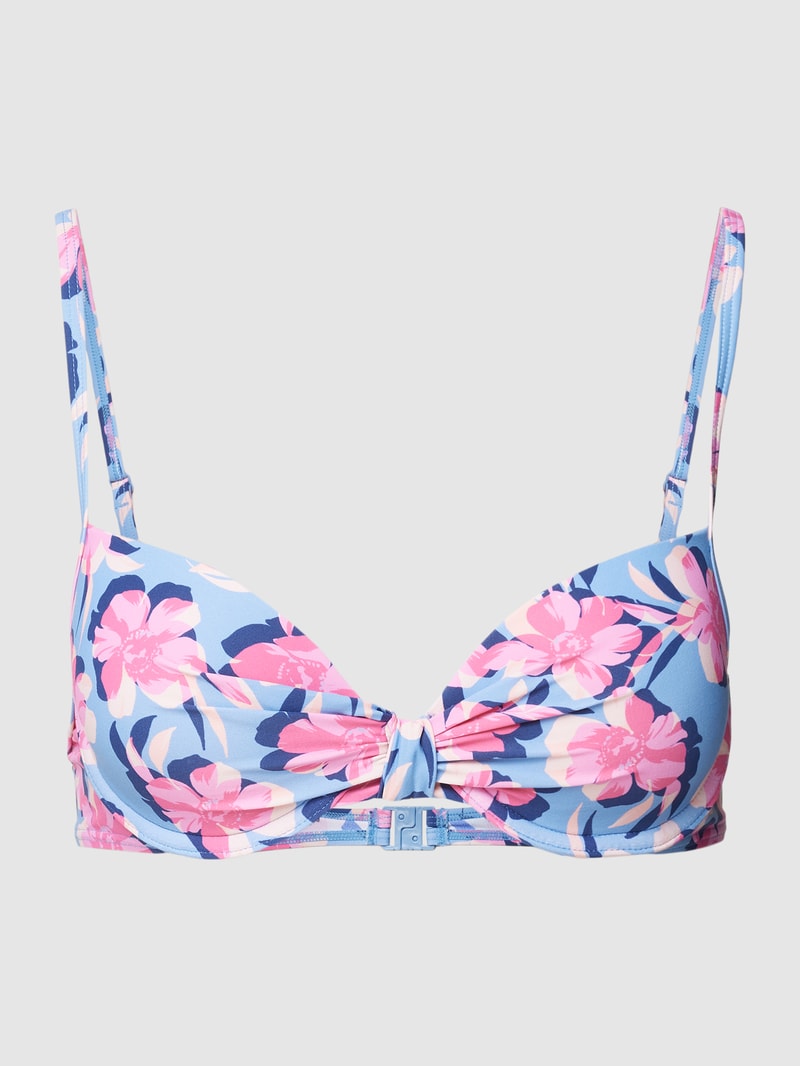 Bikini-Oberteil mit floralem Muster in ozean blau